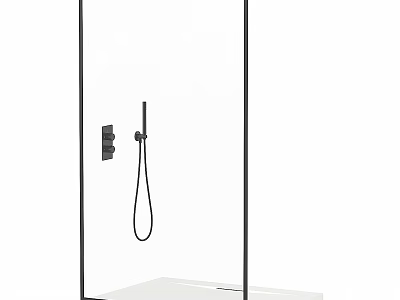 Modern Shower Sauna With Glass Partition Handheld Showerhead And Base 3d model