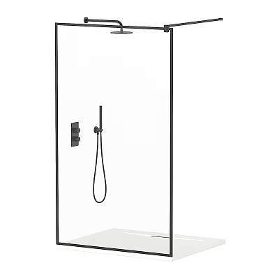 Modern Shower Sauna With Glass Partition Handheld Showerhead And Base 3d model