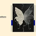Abstract Butterfly Painting By Poliform With White Black Design For Wall Decor
