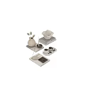 Minimalist Decorative Ornament Set With Vase Candle Bowl And Stack Of Books