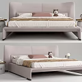 Modern Children's Bed With Light Pink Headboard Teddy Bear And Nightstands