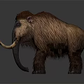Realistic Woolly Mammoth With Long Curved Tusks And Thick Brown Fur