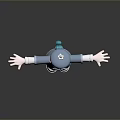 Cute 3D Game and Movie Character with Teal Hair Blue Beret and Arms Outstretched