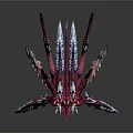 Mythical Fantasy Creature 3D Model With Red Purple Sharp Wings And Spiked Structures