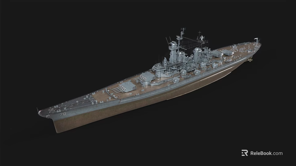Detailed Modern Warship Model With Large Deck Main Turrets And Radar Systems 3d model 