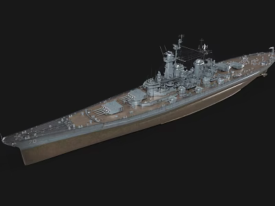 Detailed Modern Warship Model With Large Deck Main Turrets And Radar Systems 3d model
