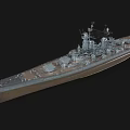 Detailed Modern Warship Model With Large Deck Main Turrets And Radar Systems