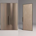 Modern Wooden Double Doors Design With Vertical Slats And Geometric Patterns
