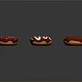 Assorted Donuts With Glazed Chocolate Sprinkles And Bitten Designs On Dark Background