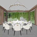 Modern Garden Landscape with Pond Rocks Green Plants Pavilion and Pergola near Building