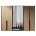 Modern Wooden Wardrobe Interior With Glass Door Panel And Minimalist Design