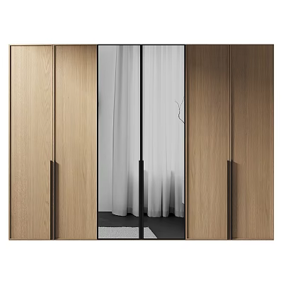 Modern Wooden Wardrobe Interior With Glass Door Panel And Minimalist Design 3d model