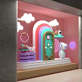 Macaron Color Window Neon Donkey Cartoon Window Cloud Marbles Game 3d model