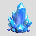 Blue Crystal Cluster Decorative Ornament Set with Shiny Faceted Stones
