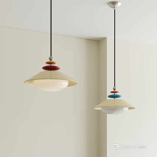 Modern Pendant Lights With Multi Layer Disc And Colorful Red Blue White For Interior 3d model