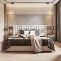 Elegant Modern Bedroom Interior Design With Upholstered Headboard Nightstands Lamps And Wooden Floor