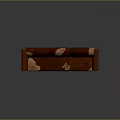 Brown Two Seater Sofa With Worn Peeling Leather Surfaces And Armrests