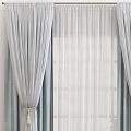 Elegant Pleated Gray And White Double Layer Curtains With Sheer Panels And Tassel Tiebacks