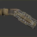 Rustic Brown Heavy Transport Truck Featuring Long Flatbed And Metal Frame With Multiple Wheels
