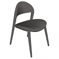 Gray Fabric Upholstered Dining Chairs With Curved Backrest And Thin Legs