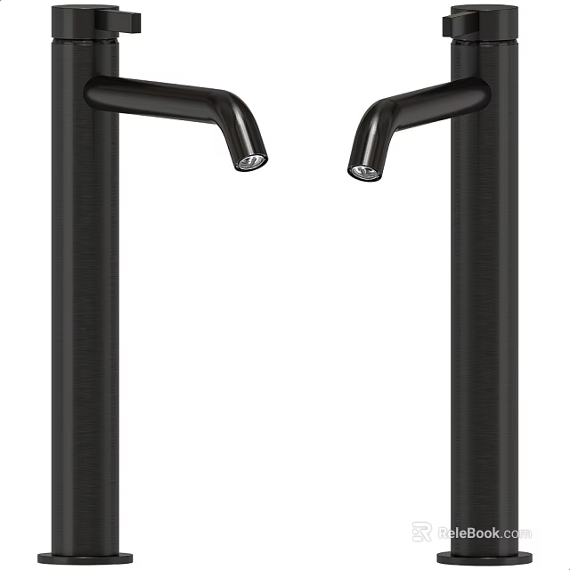 Modern Dual Black Faucet with Sleek Matte Finish Design for Home Kitchen Sinks 3d model 
