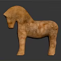 Orange Wooden Horse Sculpture With Simple Handcrafted Design And Smooth Surface
