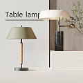 Stylish Table Lamps Featuring Light Green Shade Wooden Pole And Black Marble Column