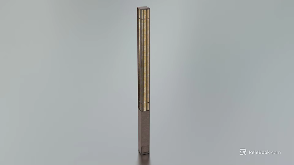 Sleek Modern Outdoor Light with Slim Column Design and Metallic Gold Accents 3d model 