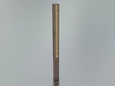 Sleek Modern Outdoor Light with Slim Column Design and Metallic Gold Accents 3d model