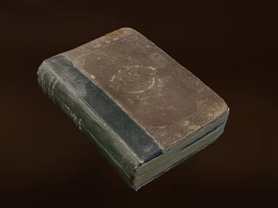 Vintage Old Book With Worn Leather Cover And Decorative Embossed Design 3d model