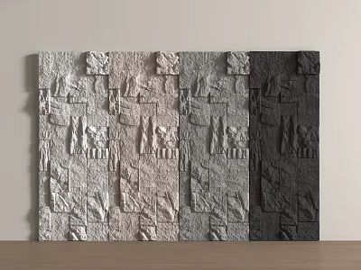 Modern Natural Stone Background Wall With Textured Irregular Patterns And Light Dark Shades 3d model