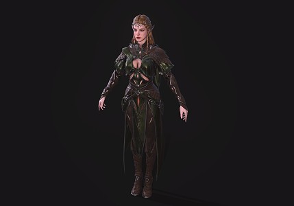 Woman Medieval Woman Elf Warrior 3d model