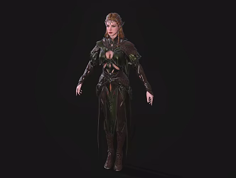 Woman Medieval Woman Elf Warrior 3d model