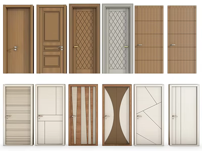 Various Hinged Door Designs For Modern Home Interior With Different Patterns 3d model