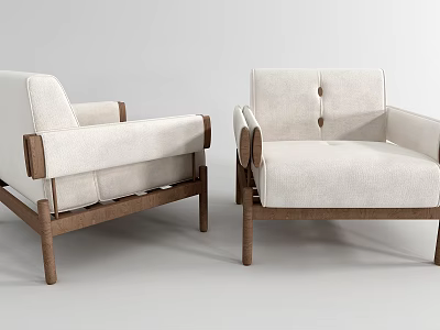 Modern Upholstered Sofa Stools With Wooden Frames Armrests And Button Tufted Details 3d model