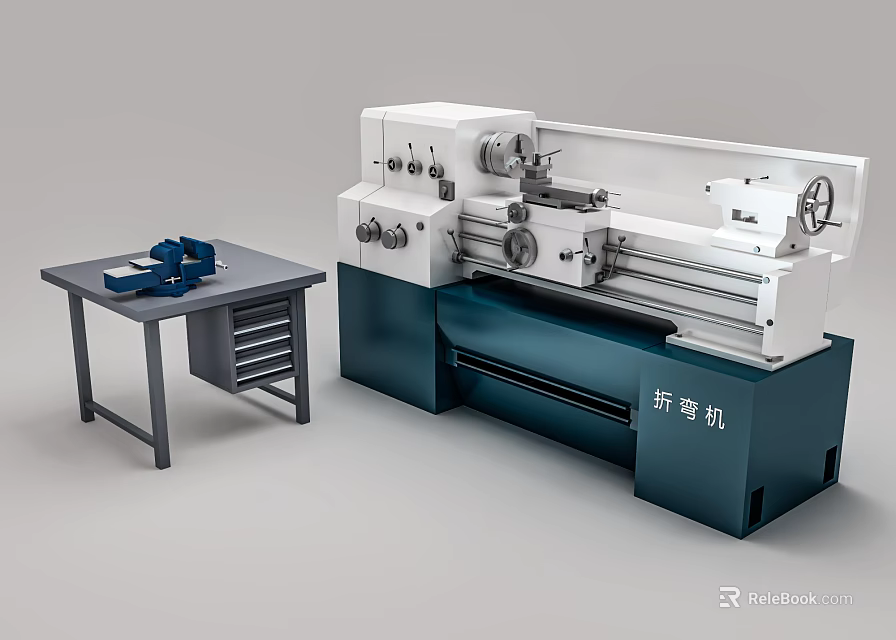 Industrial Equipment Lathe Machine With Tool Table And Precision Control Components 3d model 