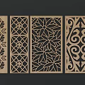 Decorative Wooden Room Dividers With Various Carved Floral And Geometric Patterns