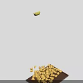Brown Tray With Scattered Yellow Shell Shaped Items On White Background
