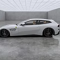 White Ferrari Two Door Car With Sleek Body And Black Wheels In Modern Indoor Space