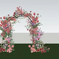 Floral Arch Photo Spot With Pink Orange White Flowers Light Blue Backdrop And Green Grass