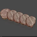 Fresh Sliced Ham Arranged on Gray Background Showing Pink And White Layers