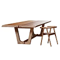 Modern Solid Wood Dining Table Set With Six Matching Chairs Simple Design 3d model
