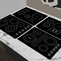 Multiple Black Electric Cooktops On Sleek Marble Kitchen Countertop In Modern Setting 3d model