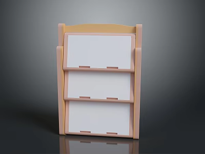Modern Wooden Three Tier Storage Shelf With White Panels And Simple Design 3d model