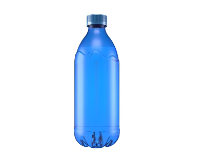 Blue Plastic Cup With Screw Cap And Ribbed Body For Daily Use 3d model