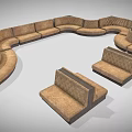 Curved Modular Public Chairs With Upholstered Seats And Dark Frames For Lounge Areas