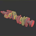 Metallic Crankshaft Engine Part With Smooth Surface And Reflective Finish