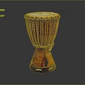 Traditional Red Handcrafted Drum With White Drumhead Colorful Edge And Carved Body Patterns For Home Use