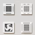 Modern Air Conditioner Vents With Square Shape And Various Grid Patterns 3d model