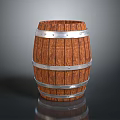 Wooden Barrel With Natural Wooden Texture And Silver Metal Hoops For Home Storage And Decor